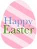 Happy Easter Pink Striped Egg Clip Art